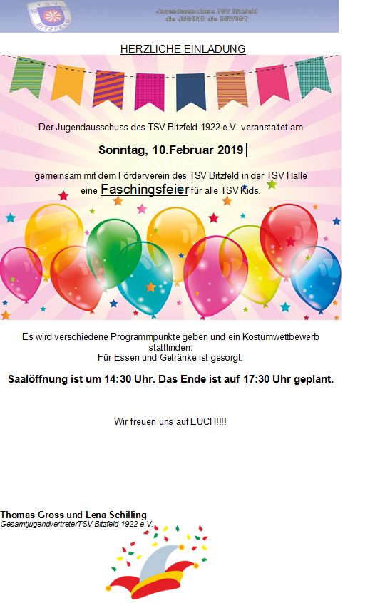 Aushang Kinderfasching 2019